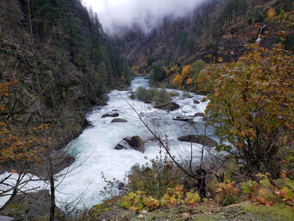 River water flowing through the mountains